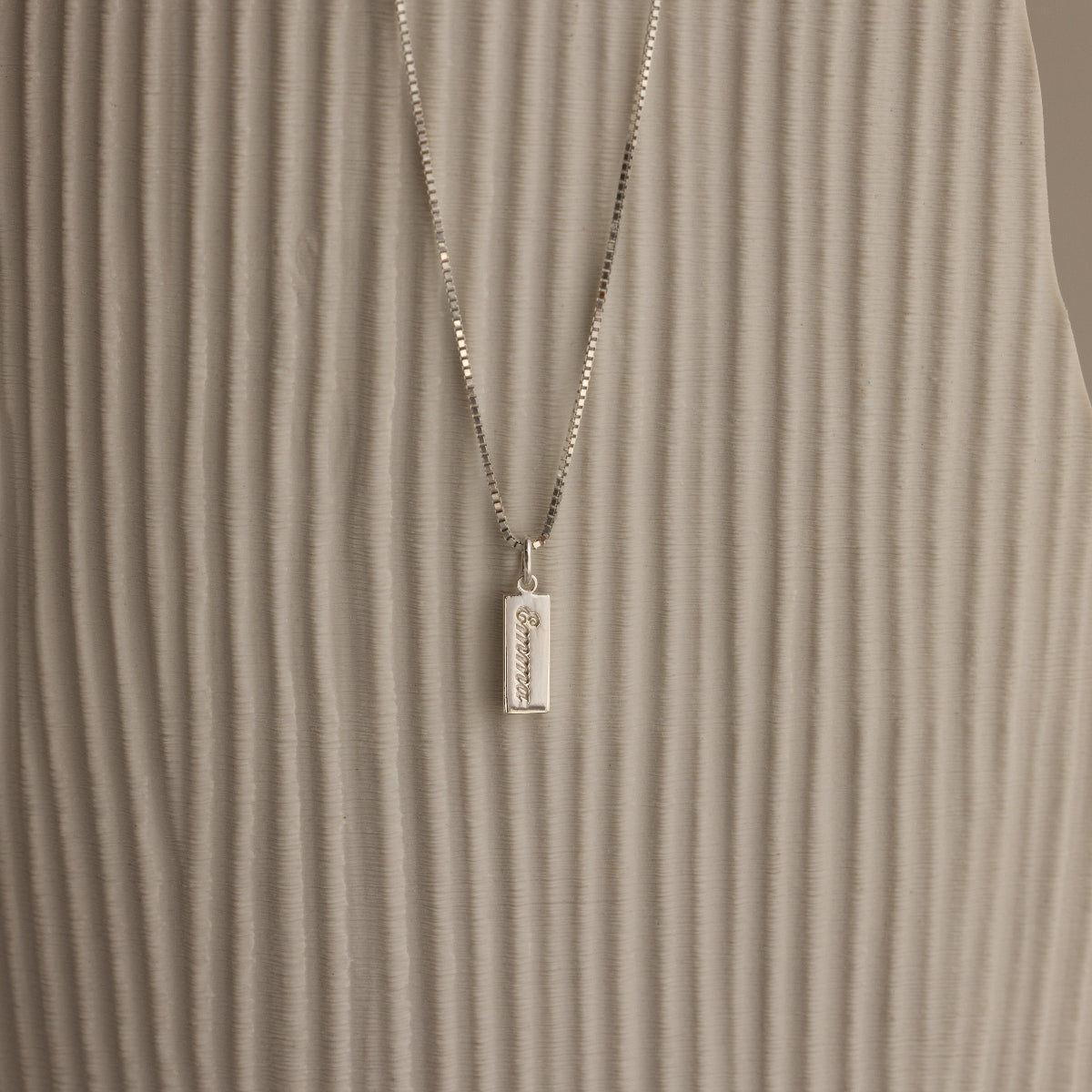 Custom Dainty Name Tag Necklace in Sterling Silver | Caitlyn Minimalist