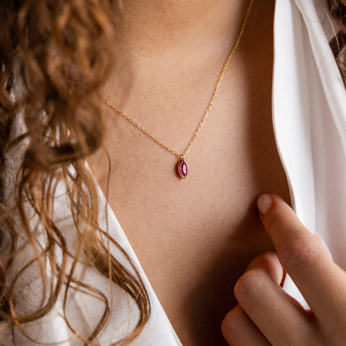 Marquise Birthstone Pendant Necklace