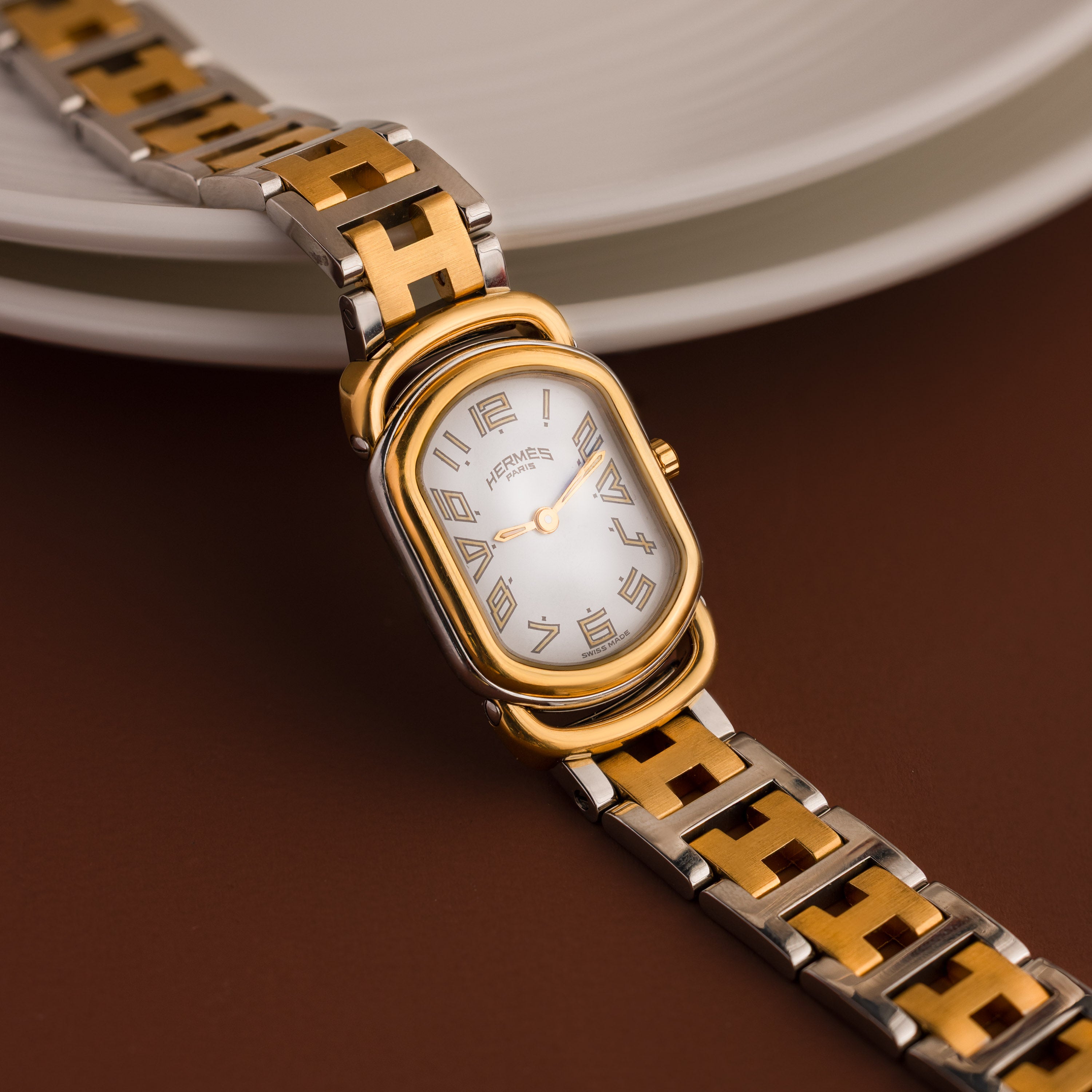 Vintage Hermes Swiss Rallye Oval Two Tone Women's Watch | Caitlyn