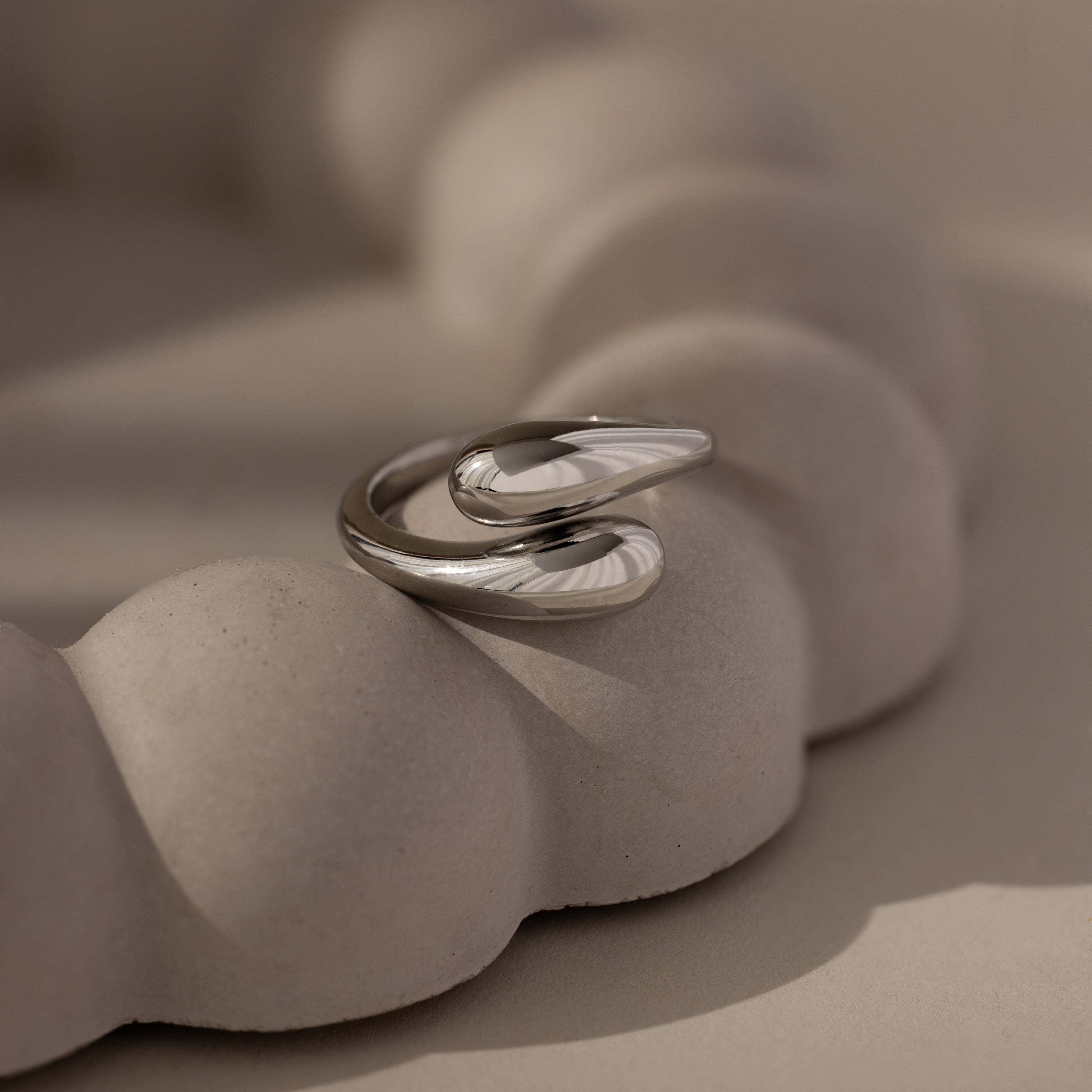 Bold Chunky Dome Duo Wrap Ring in Silver | Caitlyn Minimalist