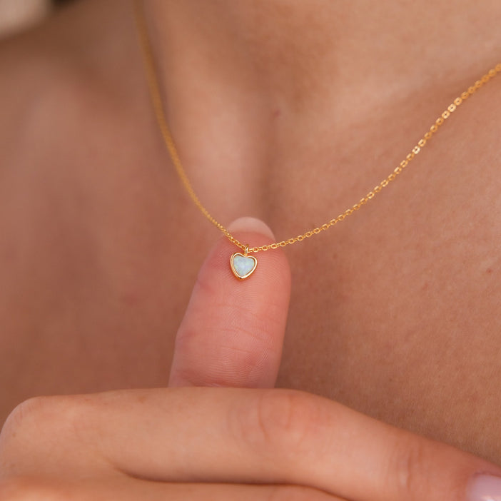 Tiny Opal Heart Necklace