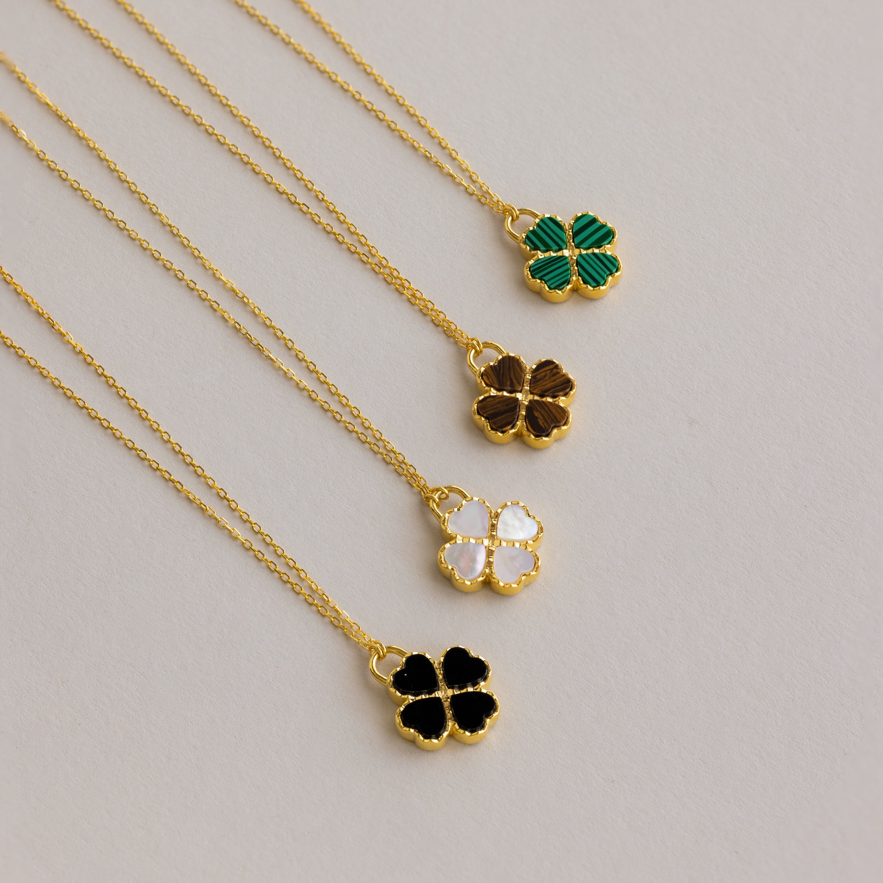 Dainty Gemstone Clover Necklace | Caitlyn Minimalist