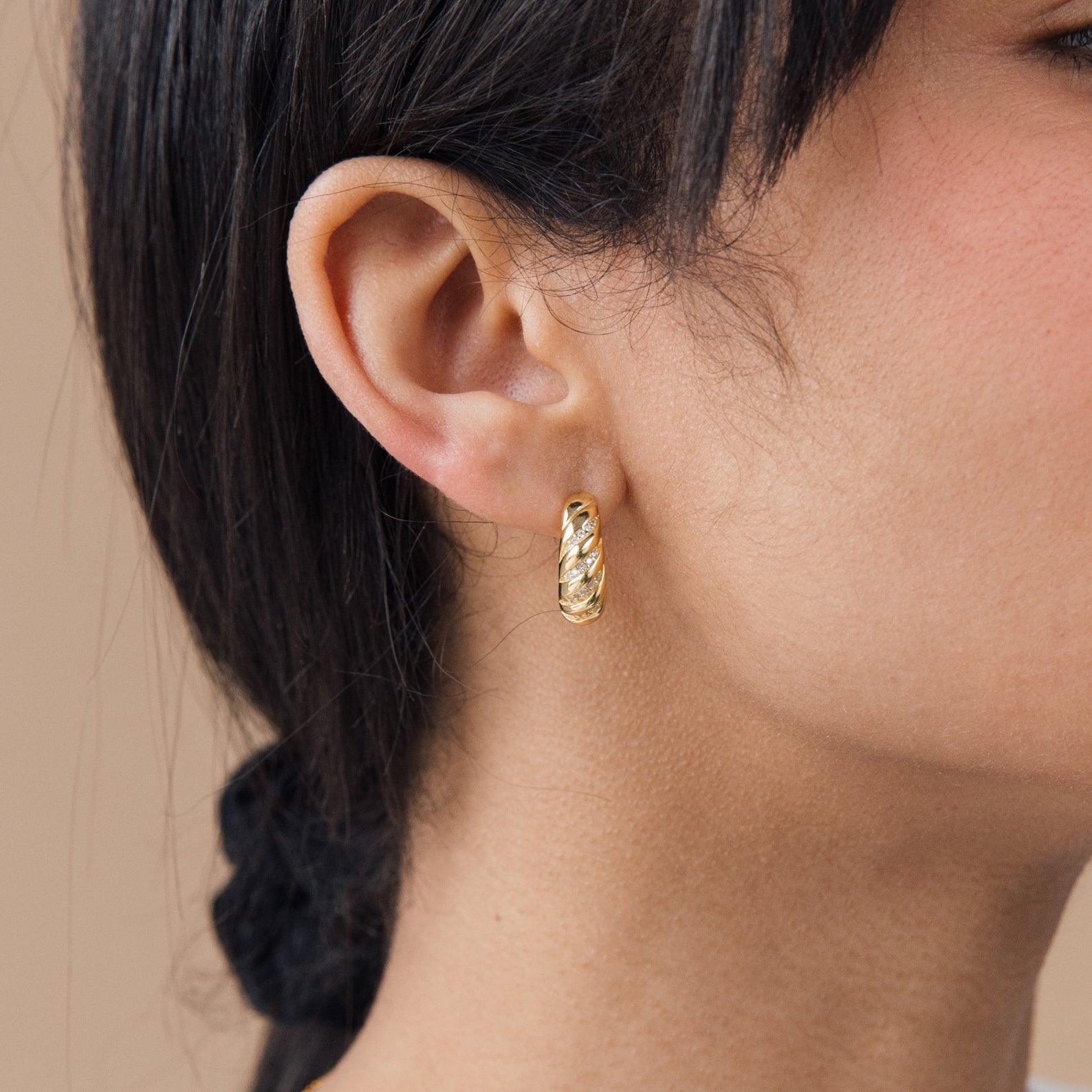 Pave Croissant Earrings