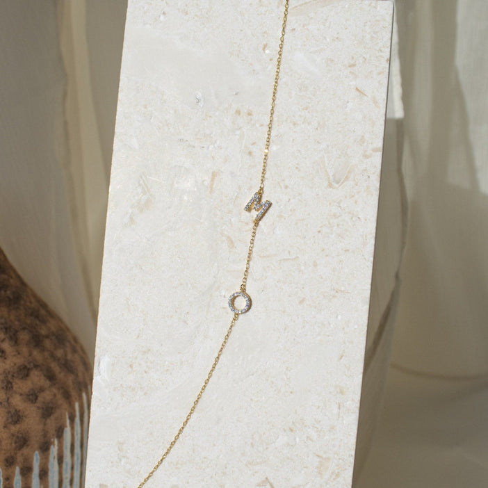 Pave Sideways Initial Necklace