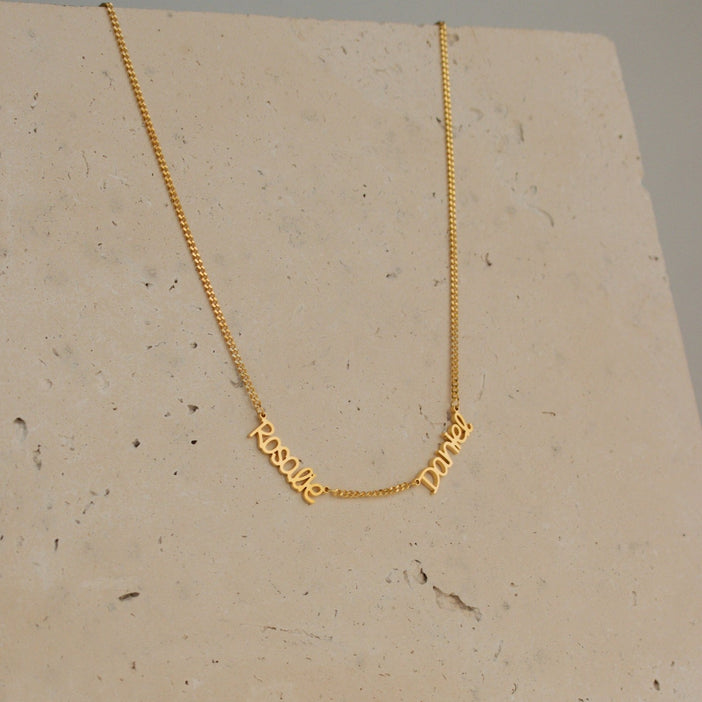 Preppy Multiple Name Necklace in Curb Chain