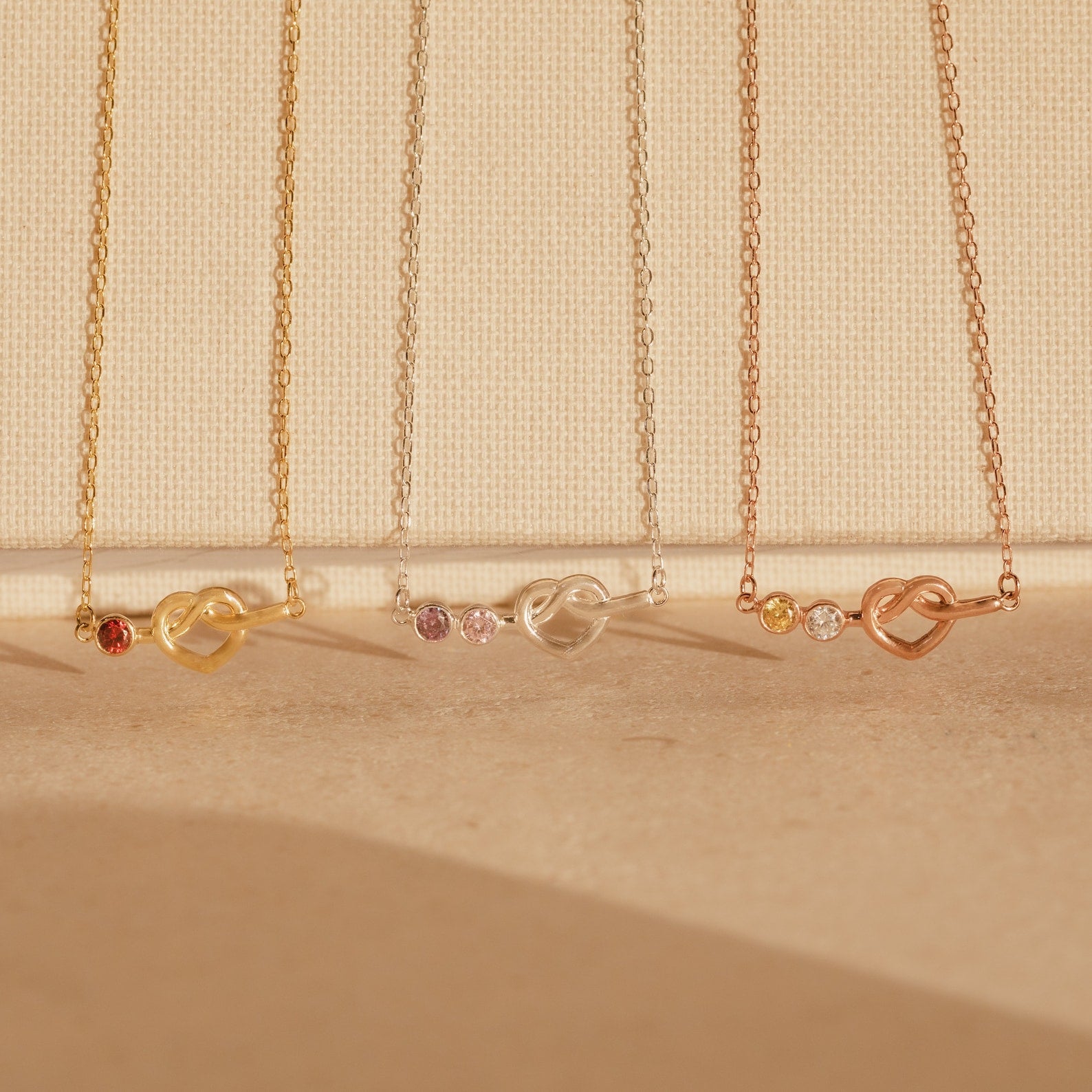 Love Knot Birthstone Necklace