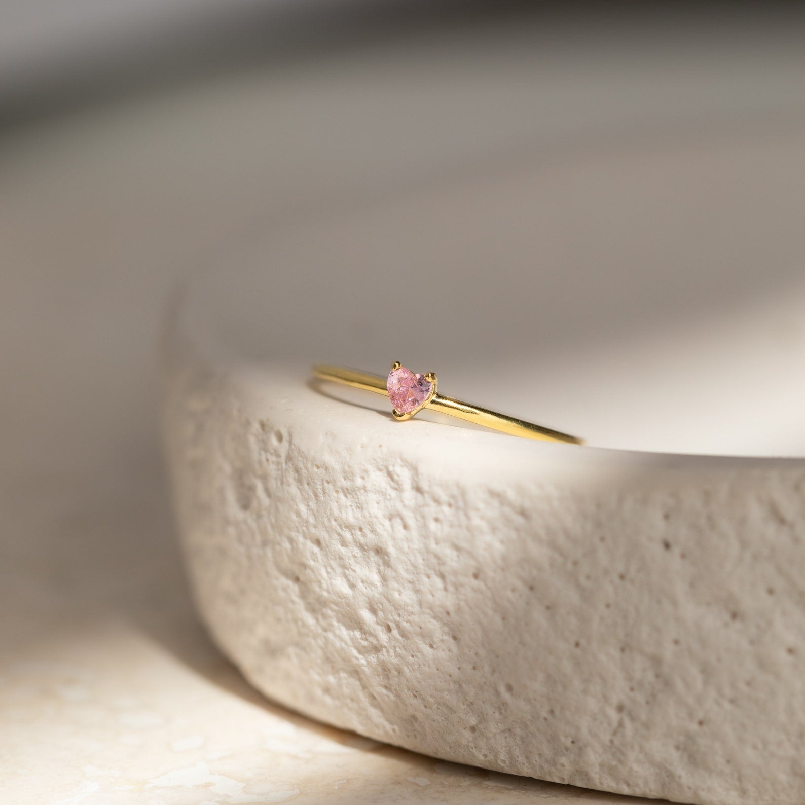 Custom Tiny Heart Birthstone Ring Caitlyn Minimalist