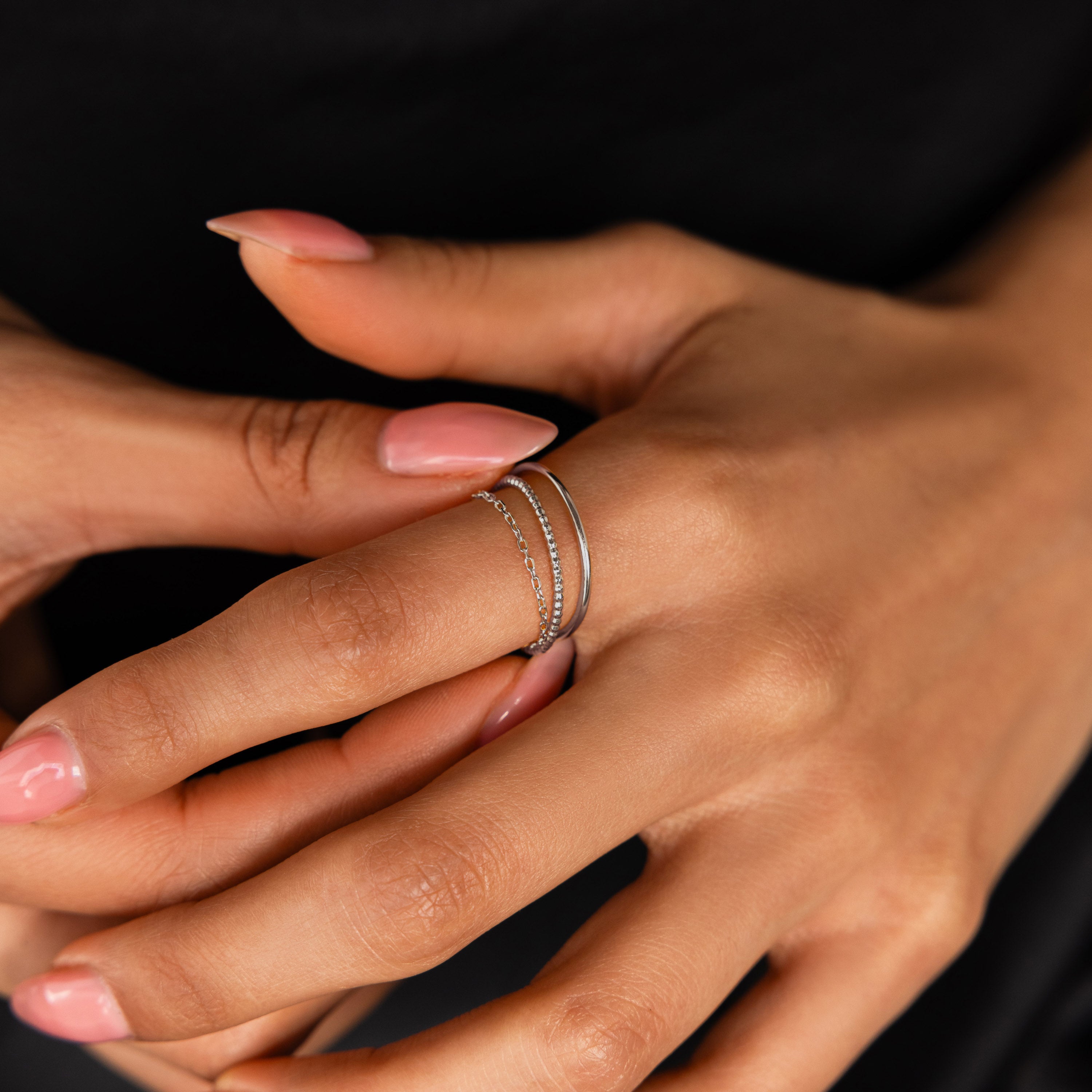 Textured Stacking Ring Set in Silver