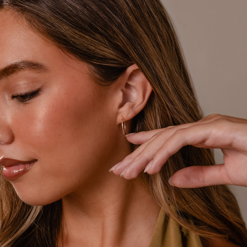 Solid Gold Endless Tube Hoop Earrings