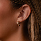 Solid Gold J-Hoop Stud Earrings