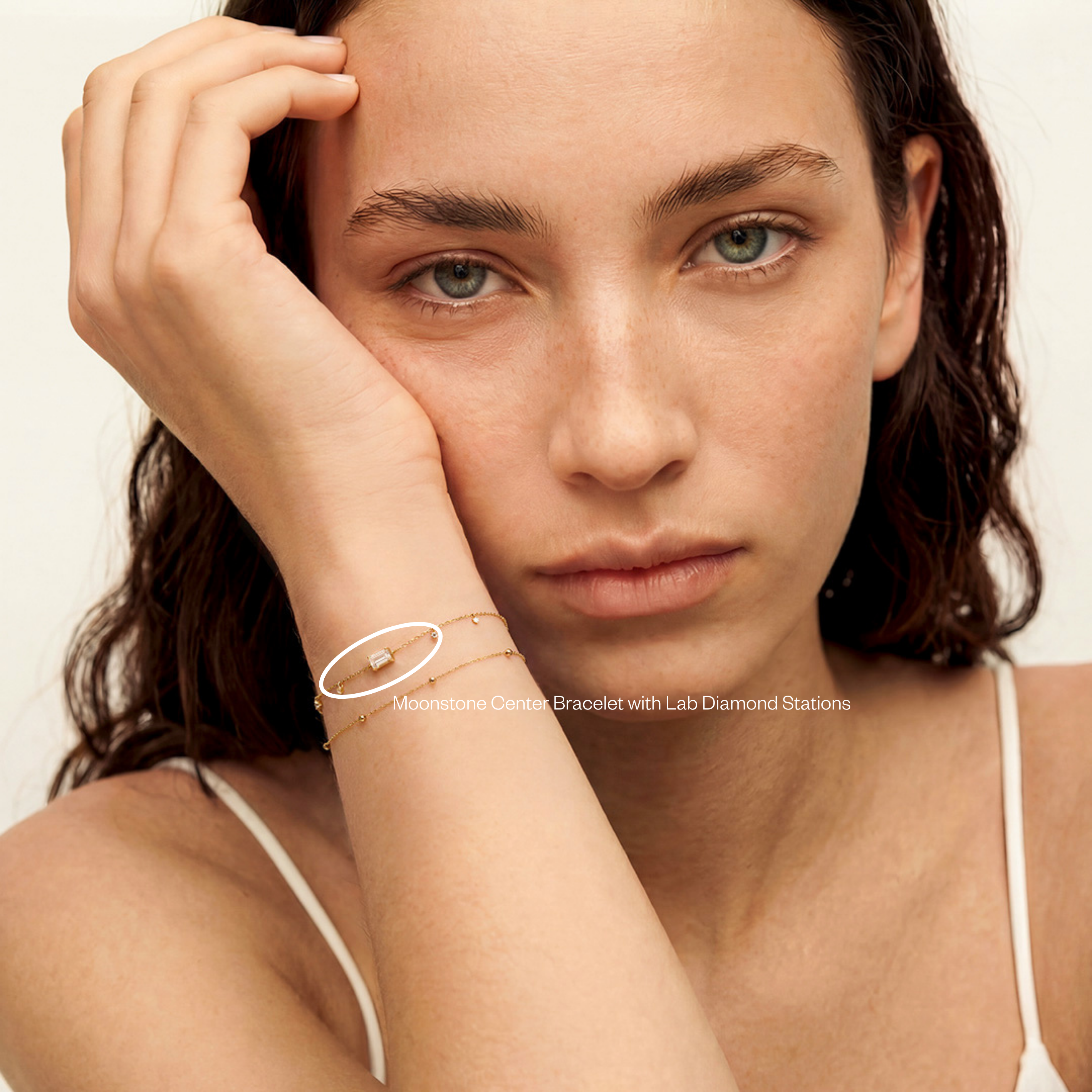 Solid Gold Moonstone & Lab-Grown Diamond Bracelet