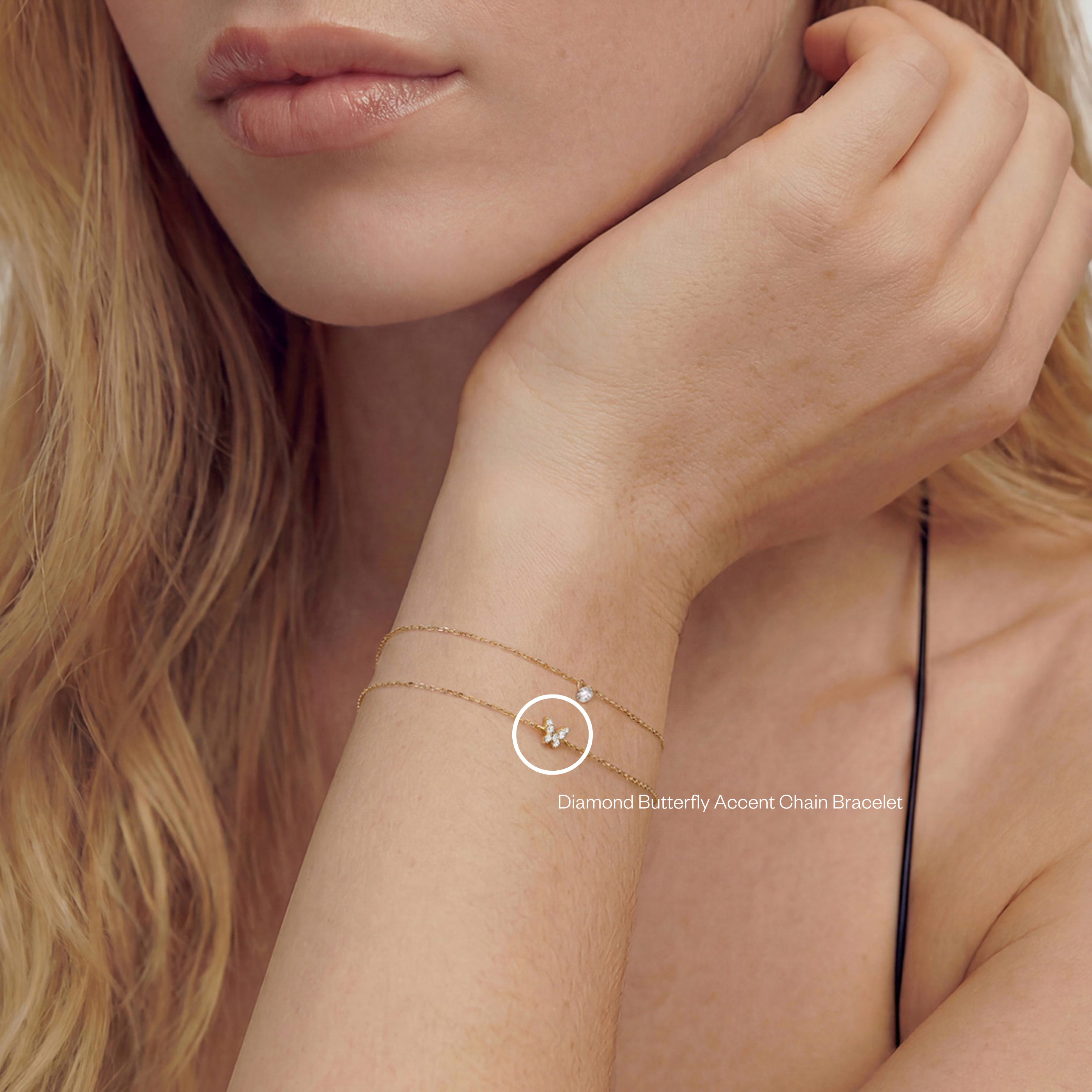 Solid Gold Lab-Grown Diamond Butterfly Charm Bracelet