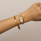 Vintage Ariel Oval Pearl Gold Watch