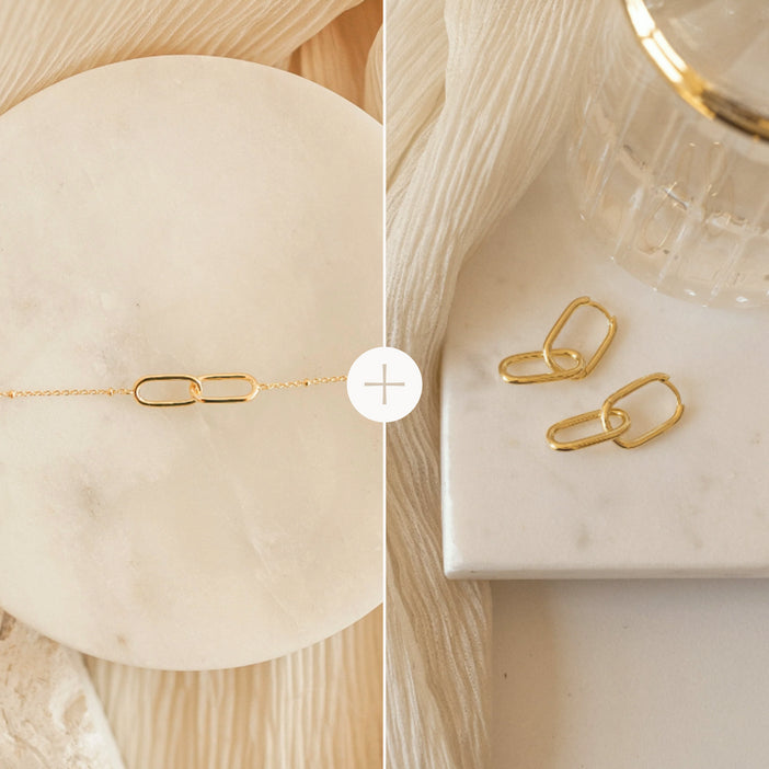 Linked Necklace & Earrings Set