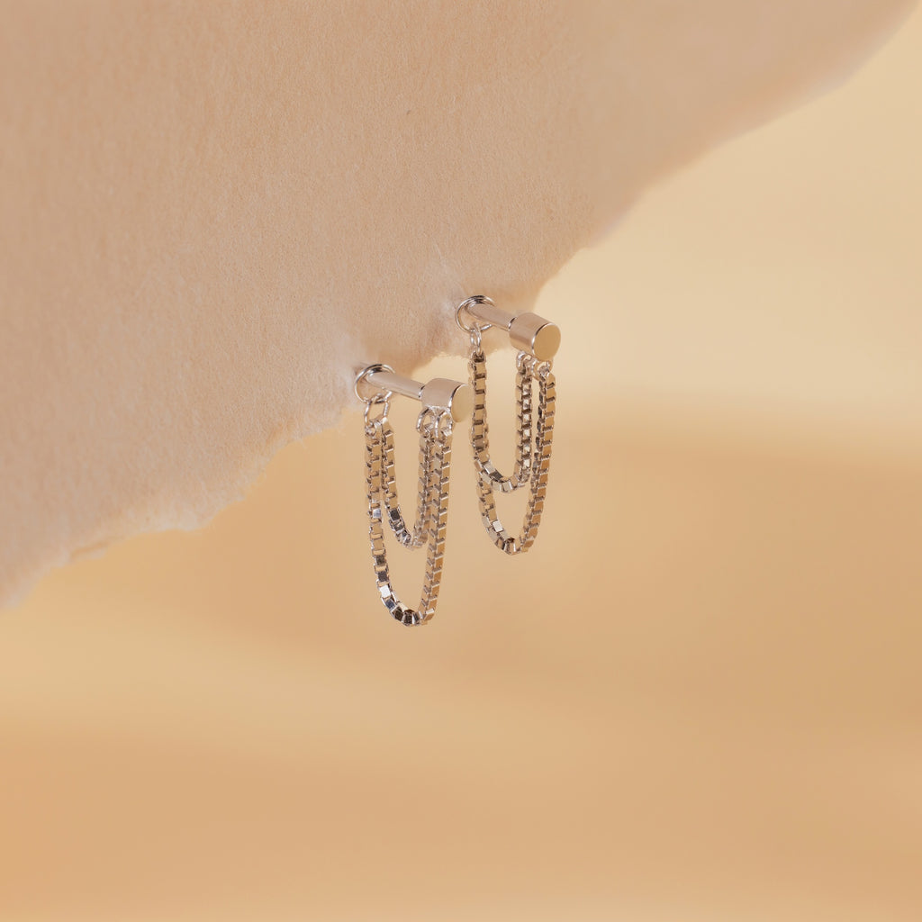 Flat Back Chain Earrings
