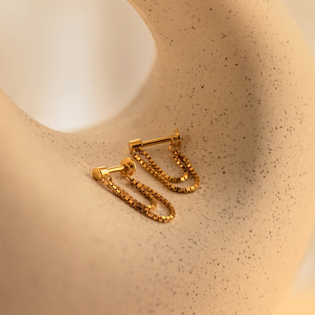 Flat Back Chain Earrings