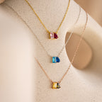 Toi et Moi Birthstone Necklace in Silver