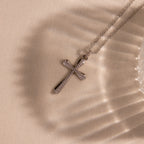 Solace Pave Cross Necklace in Silver