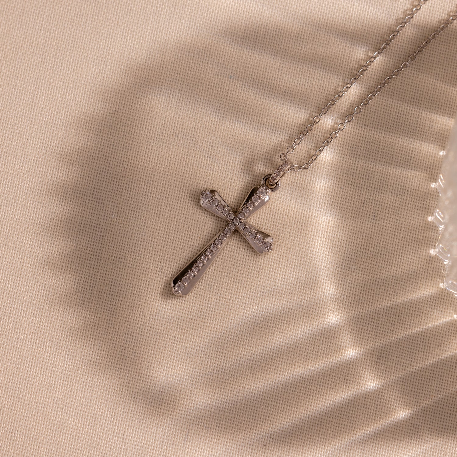 Solace Pave Cross Necklace in Silver