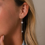 Pave Star Threader Earrings