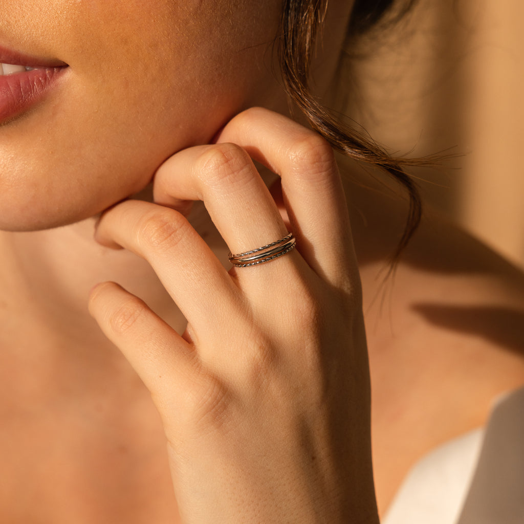 Thin Stacking Rings Set in Silver