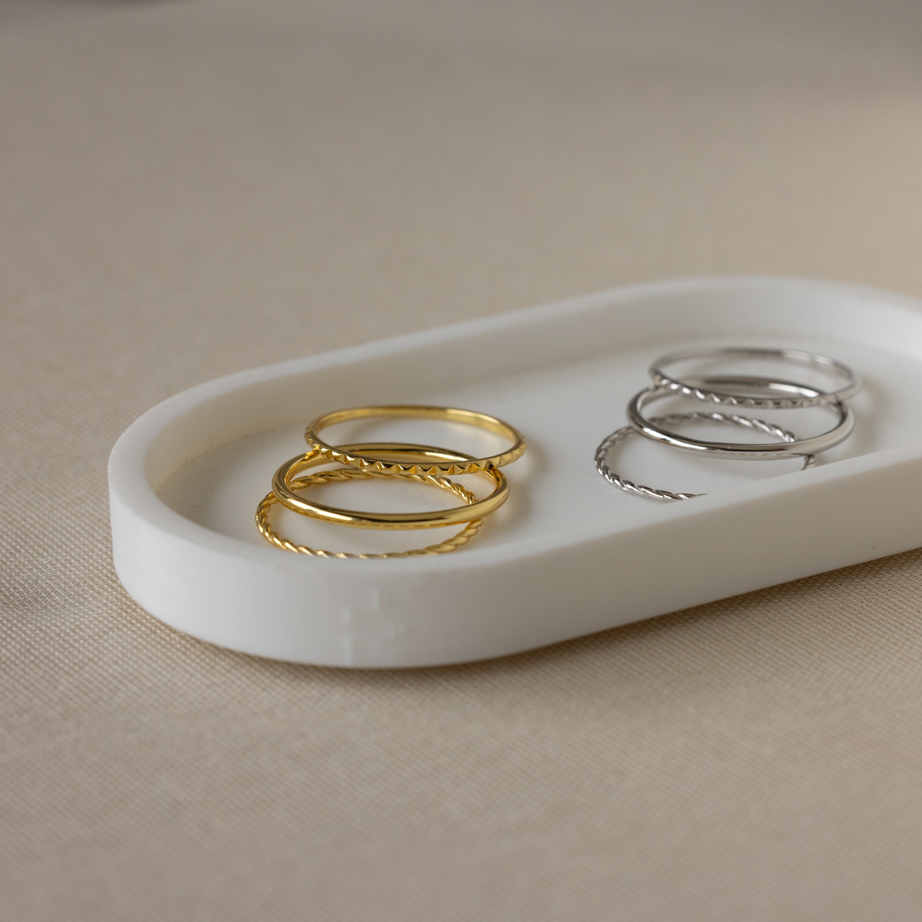 Thin Stacking Rings Set in Silver