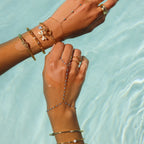 Ocean Beaded Hand Chain Bracelet