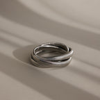 Ribbed Infinity Bangle in Silver