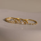 Crystal Stacking Ring Set in 18K Gold