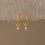 Teardrop Ribbon Charm Hoops in 18K Gold