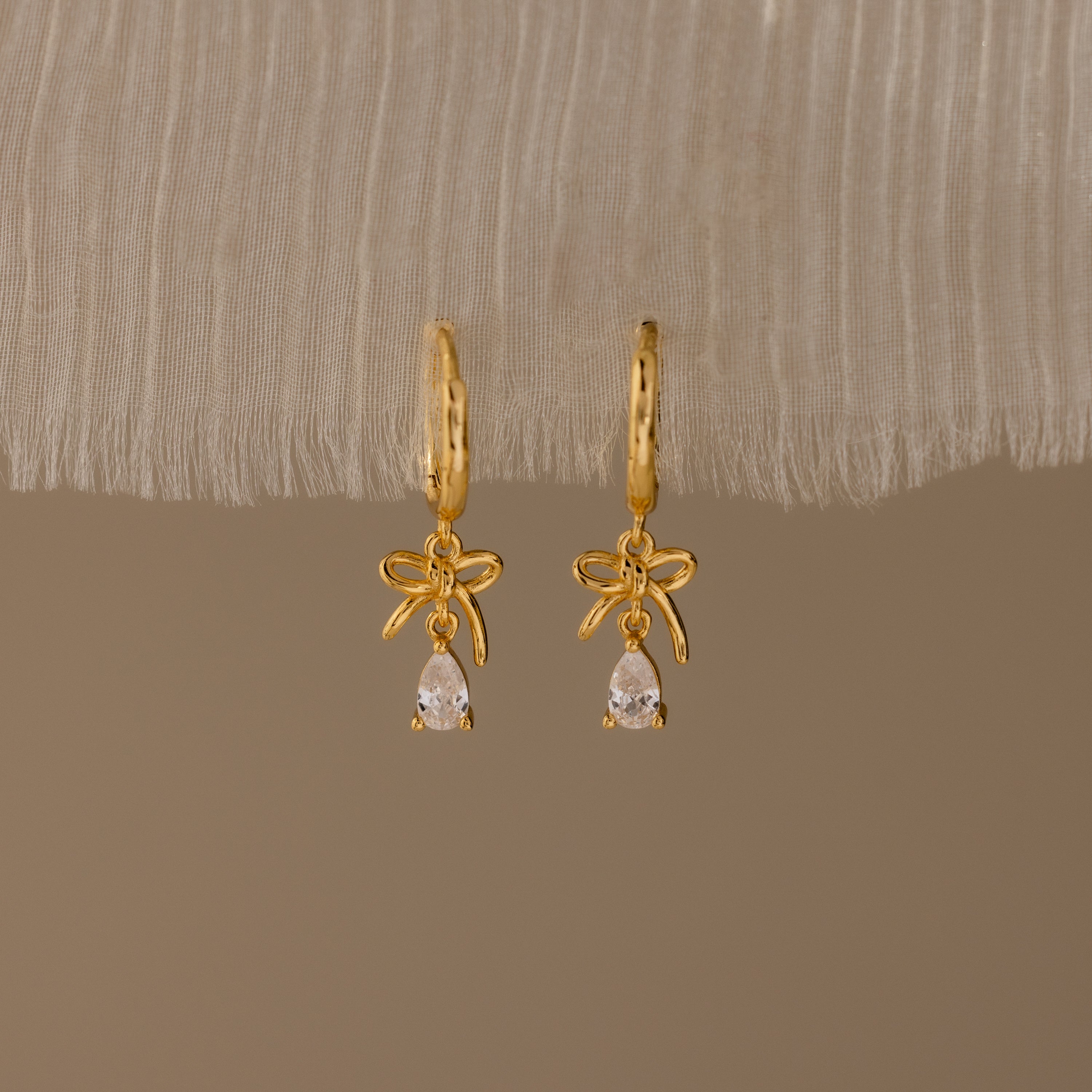 Teardrop Ribbon Charm Hoops