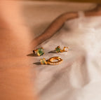 Agate Earrings Set in 18K Gold