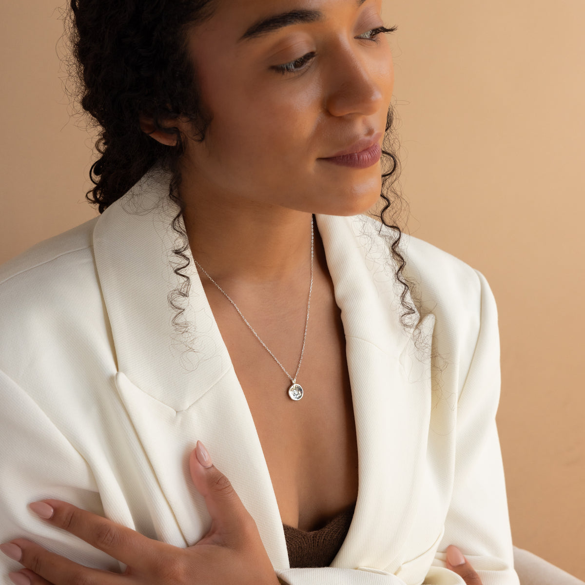 Pet Portrait Coin Necklace in Silver