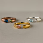 Toi et Moi Birthstone Signet Ring in Silver