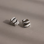 Bold Square Wave Studs in Silver