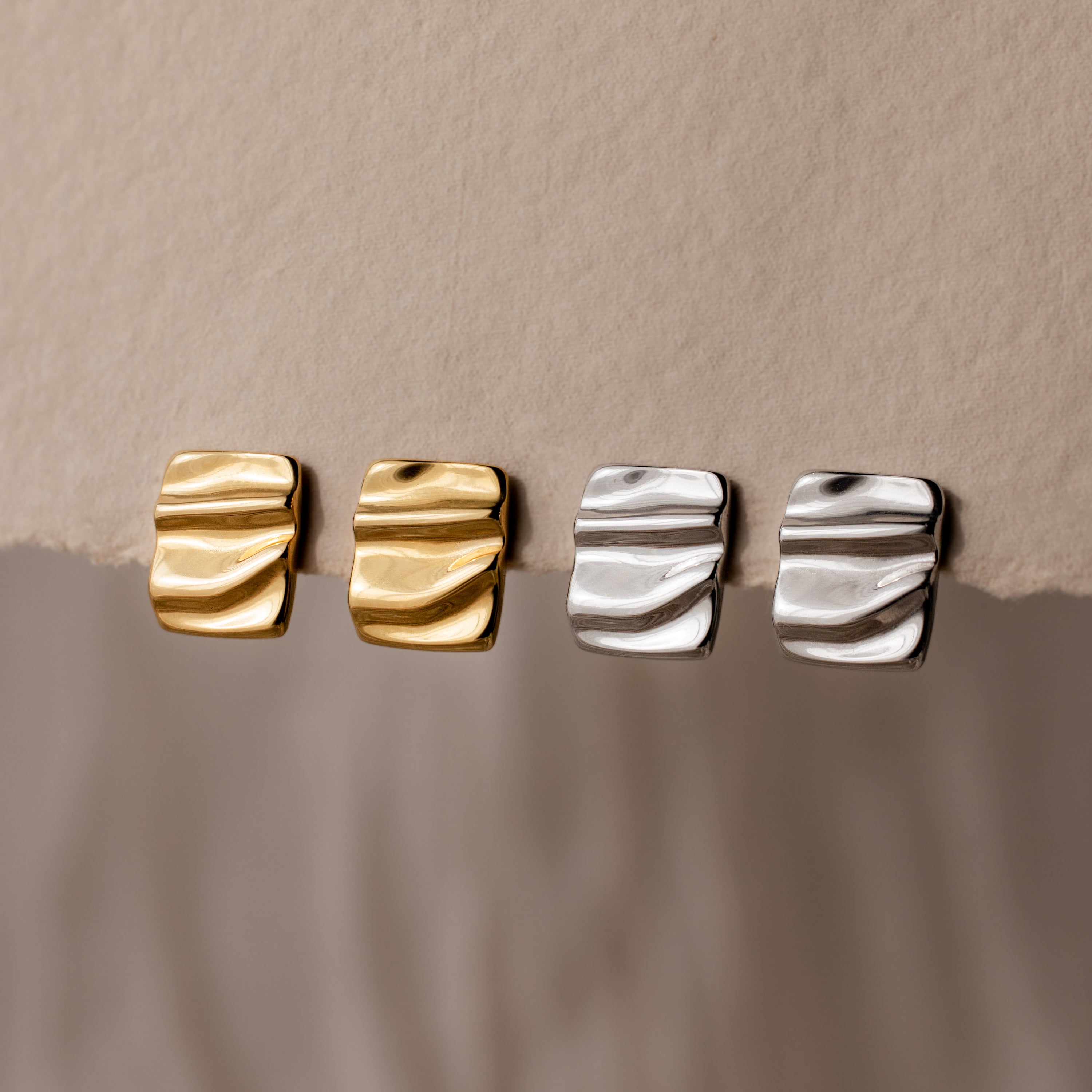 Bold Square Wave Studs in Silver