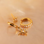 Opal Starburst Earrings Set in 18K Gold