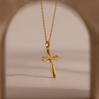 Solace Pave Cross Necklace in 18K Gold
