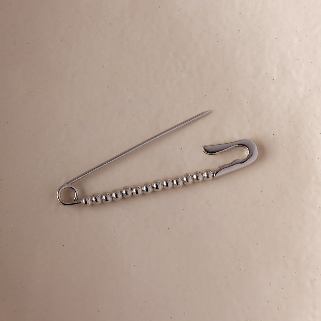 Beaded Charm Pin in Sterling Silver