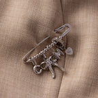 Beaded Charm Pin in Sterling Silver