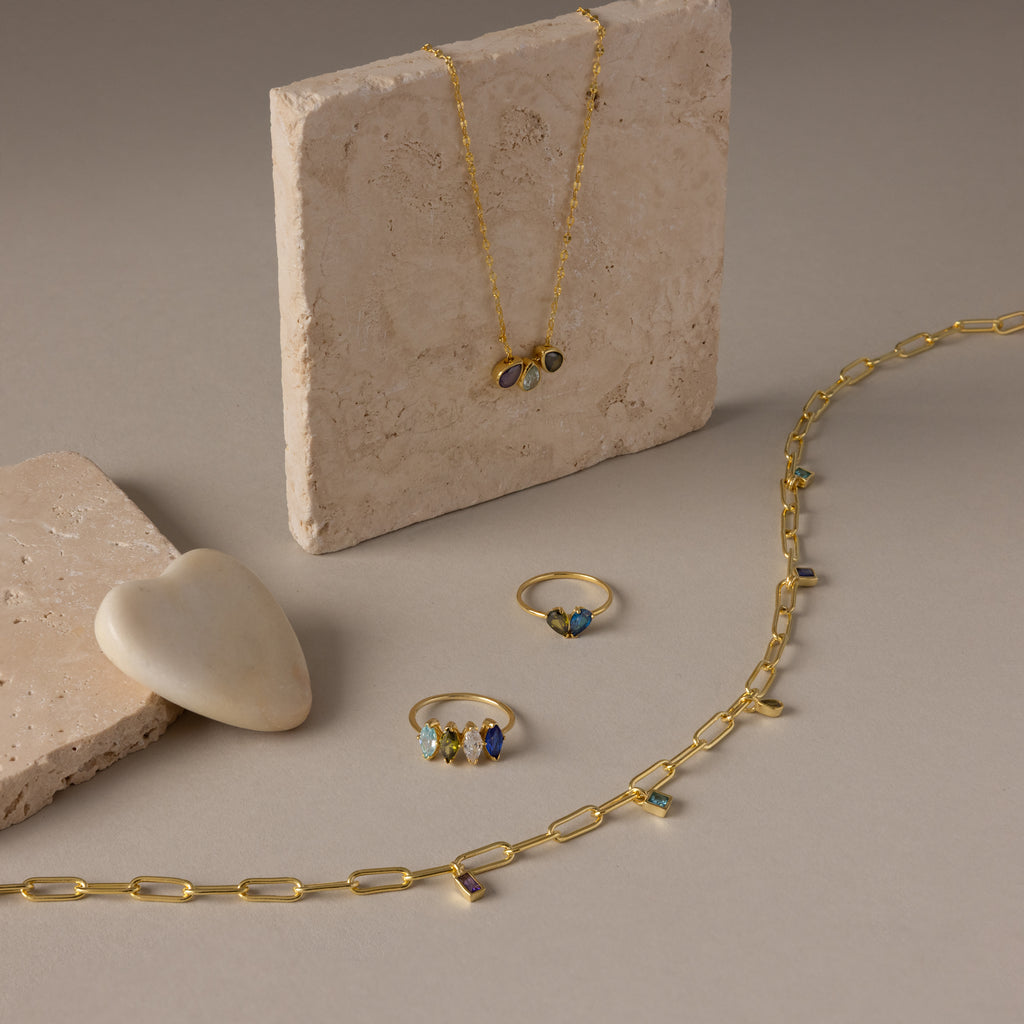 Mixed Birthstone Charm Necklace