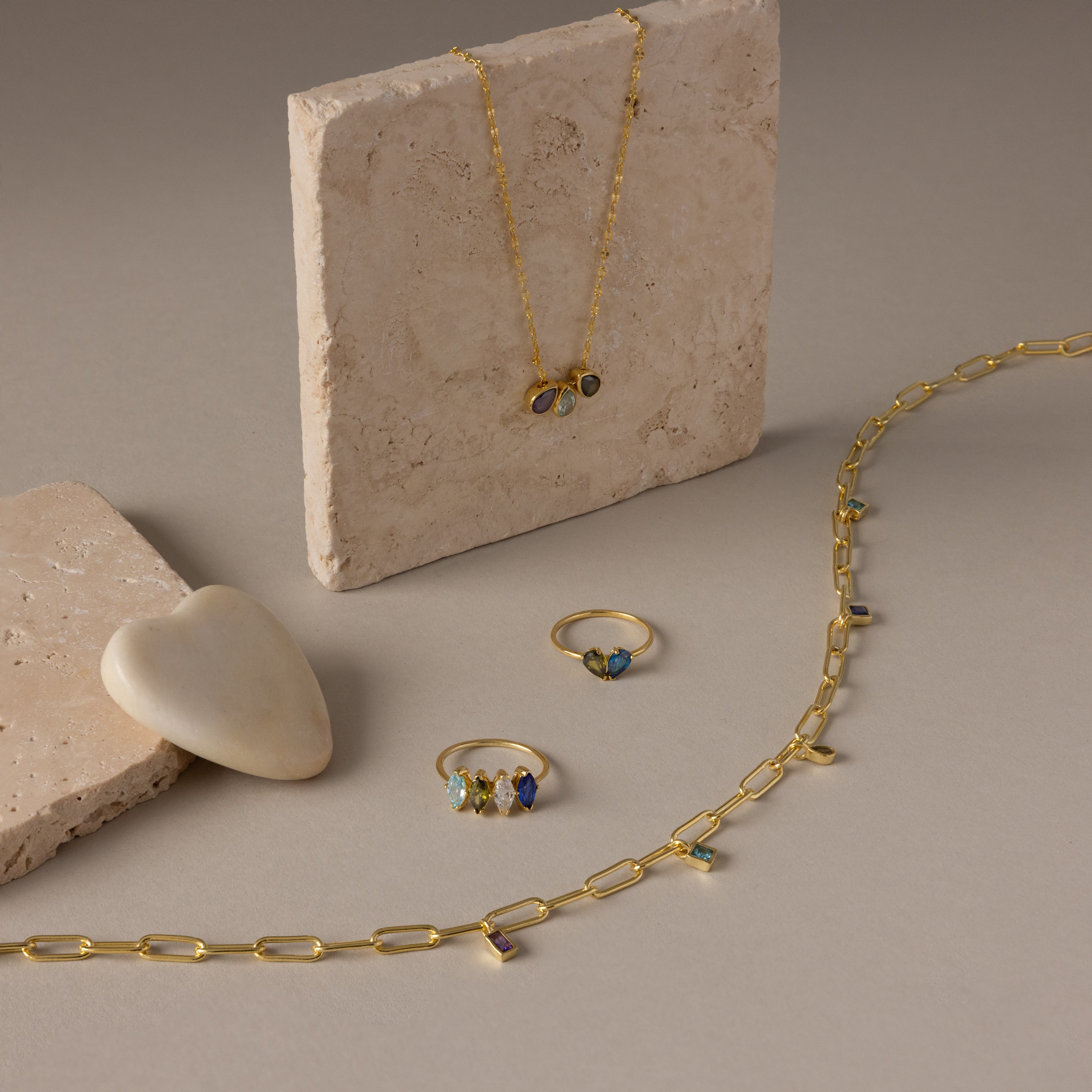 Mixed Birthstone Charm Necklace