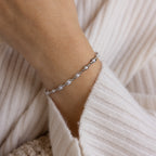 Eternity Pearl Necklace & Bracelet Set in Silver