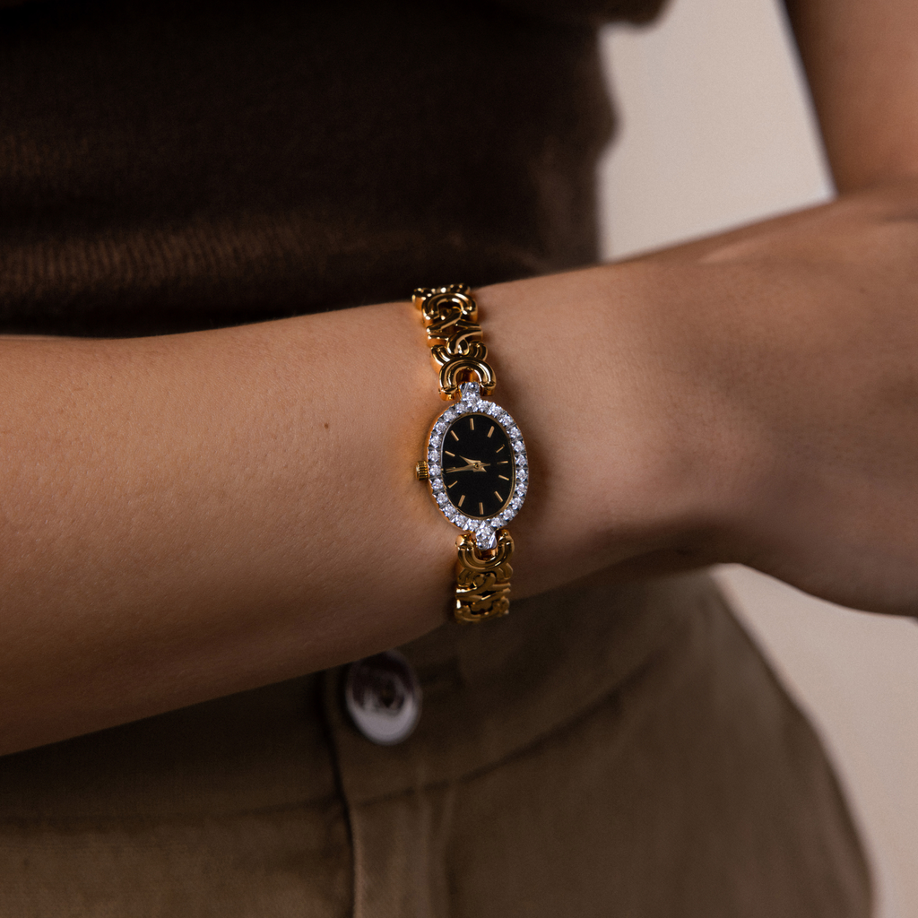 Pave Onyx Timepiece