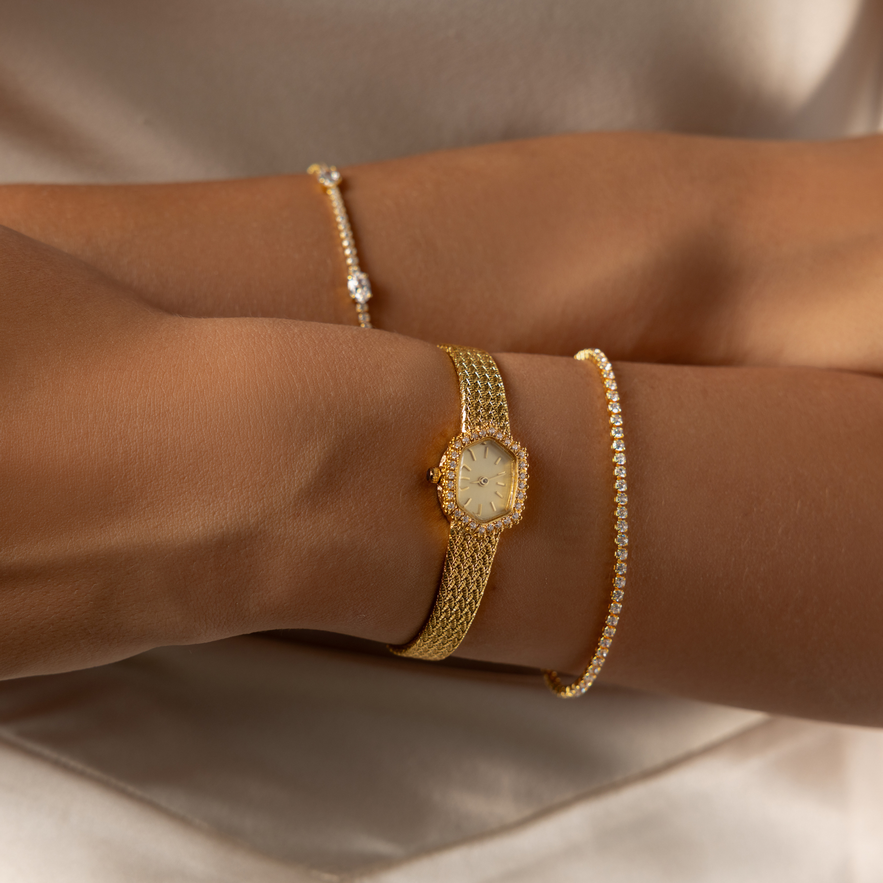 Woven Mesh Pave Timepiece