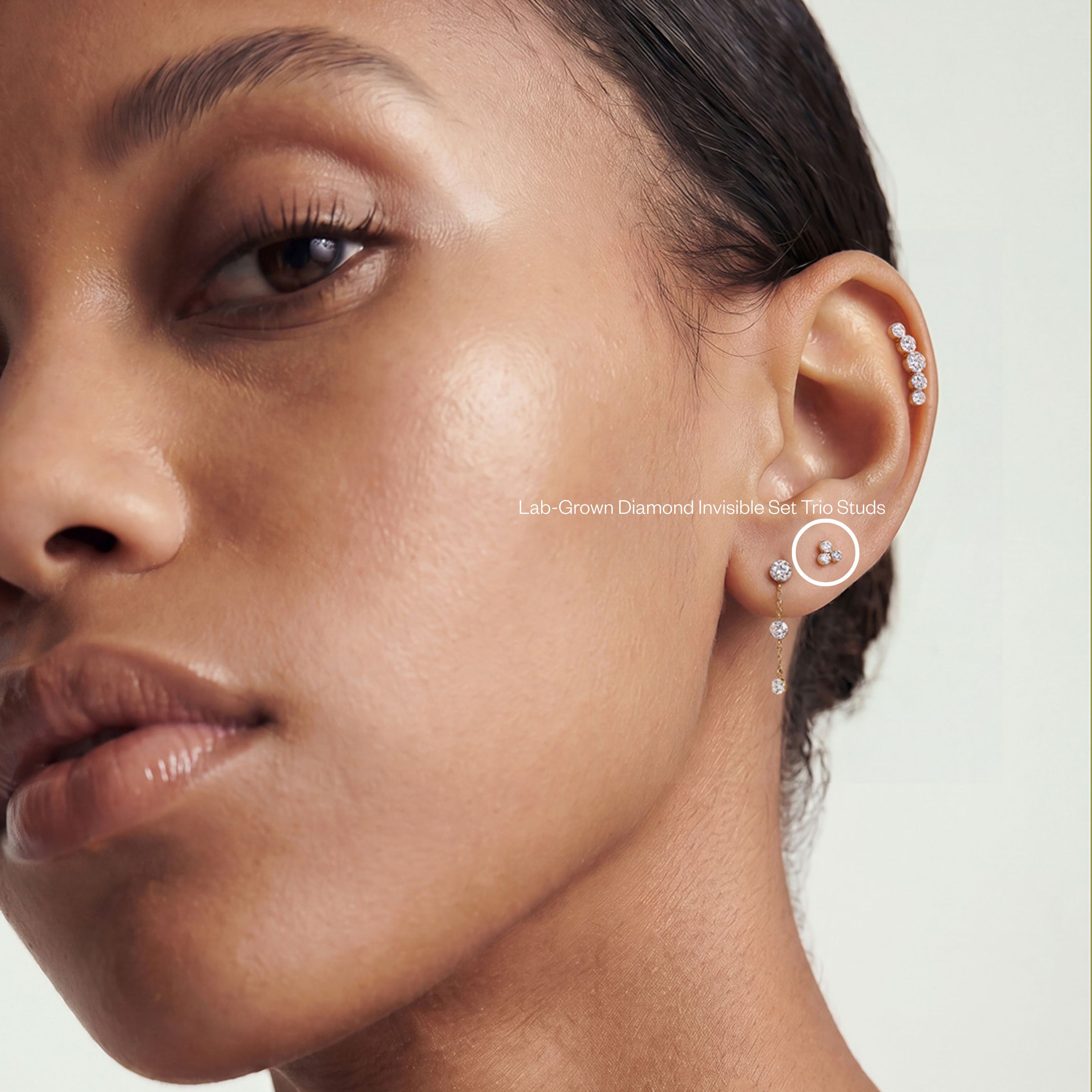 Solid Gold Lab-Grown Diamond Trio Cluster Studs