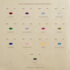 A minimalist chart features marquise-cut birthstones for each month, gemstone illustrations, and a customizable Marquise Onyx & Pearl Necklace design, with black onyx shown at the bottom.