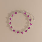 Pink Tourmaline Heart Tennis Bracelet in Silver