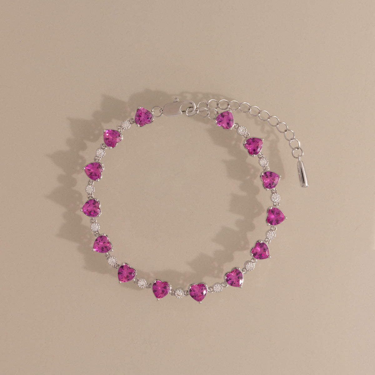 Pink Tourmaline Heart Tennis Bracelet