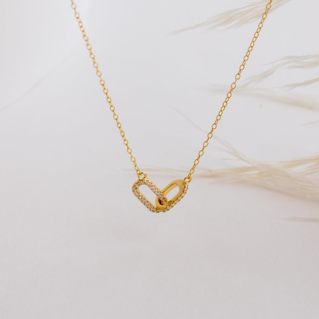 Pave Linked Necklace & Bracelet Set in 18K Gold